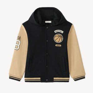 Jasje met capuchon voor jongens met geborduurde basketbal. 