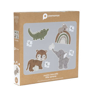Lot de 4 puzzles évolutifs de 2 à 12 pièces Animaux 