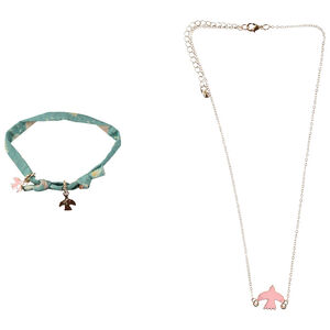 Set van stoffen collier en armband meisjes 