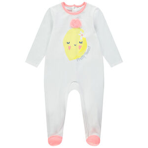 Katoenen pyjama met citroenprint en reliëfdetails 