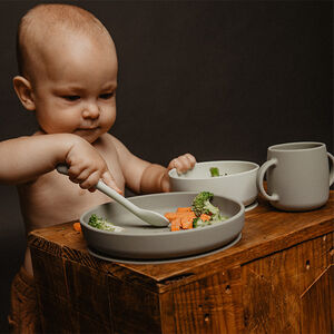 Cuillère silicone 1er âge 4M+ Bleu 