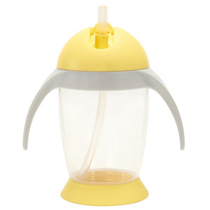 Tasse d'apprentissage à paille et anses 300 ml jaune/gris 