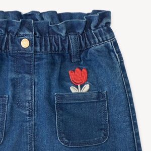 Denim rok met tulpenborduring voor babymeisjes 