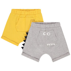 Lot de 2 bermudas en coton bio à détails en relief 