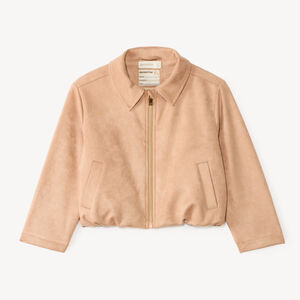 Korte meisjesjas van suede 