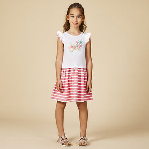 Robe effet 2 en 1 à print fantaisie et rayures pour fille 