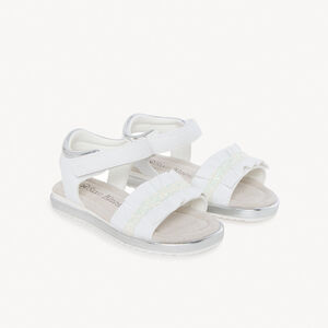 Witte sandalen met gedrapeerde banden voor meisjes 