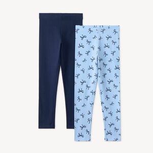Set van 2 leggings effen en met print voor meisjes 