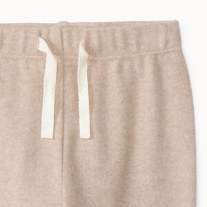 Lang 2-delig ensemble in effen beige gemêleerde jersey voor baby totaallook 