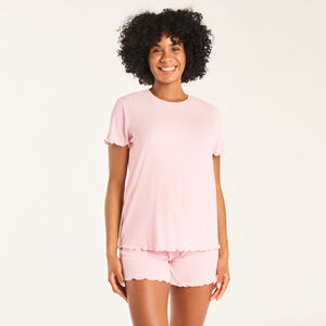 Loungewear set met korte mouwen t-shirt + short met zwangerschapsband. 
