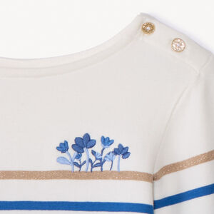 T-shirt met lange mouwen, blauwe marinière, voor babymeisje 