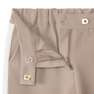 Rechte broek met effen kleur en contrasterende zijstrepen voor meisjes 