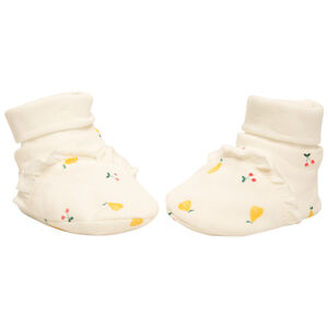 Slofjes van interlock met inzetstuk voorzien van volants voor babymeisjes 