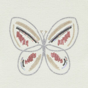 Trui in geribbelde brei met glinsterende vlinder voor meisjes 