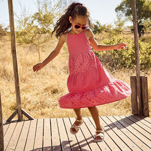 Robe sans manches à broderie anglaise pour fille 