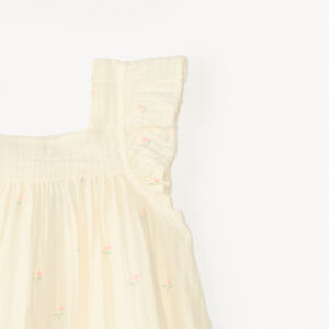 Ensemble 3 pièces robe + bloomers + bandeau en gaze de coton pour bébé fille 