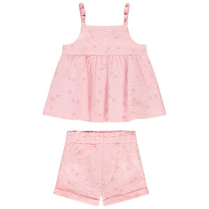 Ensemble 2 pièces en broderie anglaise pour bébé fille 