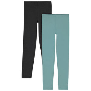 Lot de 2 leggings unis avec foil print pour fille 