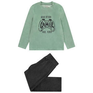 Set van 2-delig fluweel pyjama met fantasieprint voor jongens 