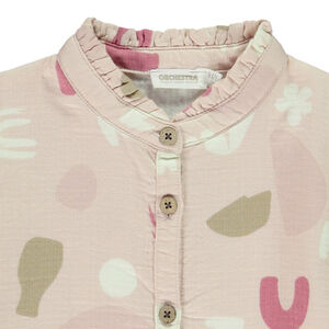 Chemise manches longues en gaze de coton imprimé arty pour fille 