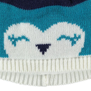 Tricotmuts met dierenmotief en pompon 