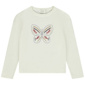 Trui in geribbelde brei met glinsterende vlinder voor meisjes 