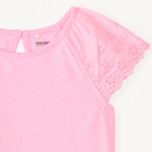 Korte mouwen T-shirt van effen popeline voor babymeisjes 