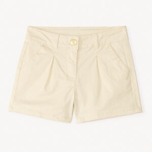 Short in uni twill met plooieffect voor meisjes 