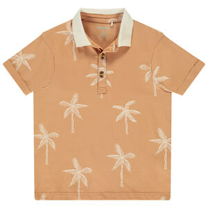 Poloshirt met korte mouwen en palmboomprint voor jongen 