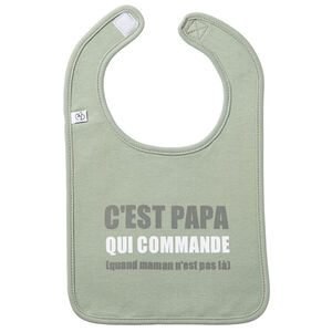 Bavoir "C'est papa qui commande..." - Vert de gris 