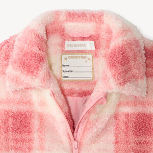 meisjesblouson van sherpa met ruitpatroon 