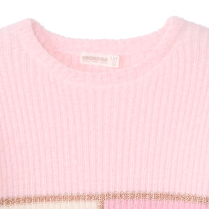 Trui met lange mouwen in gebreide stof met pluizig effect, tricolore voor meisjes 