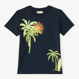 T-shirt met korte mouwen, borduurwerk en palmiers print voor jongens 