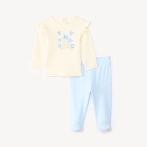 Set van 2-delige pyjama t-shirt + broek met bloemenprint voor baby meisjes (afwerking varieert per leeftijd) 
