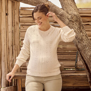 Pull en tricot fantaisie à manches bouffantes pour femme 