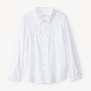 Chemise manches longues en popeline uni pour fille 