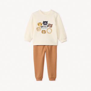 2-delig fleece joggingpak met print voor babyjongens 