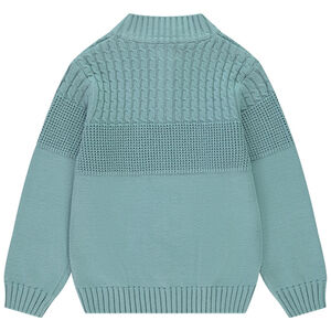 Pull en tricot fantaisie à col montant et boutons garçon 