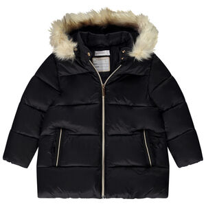 Lange donsjas met kap van stof voor meisjes 