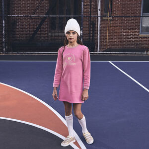 Fleece jurk met lange mouwen en glinsterend print voor meisjes 