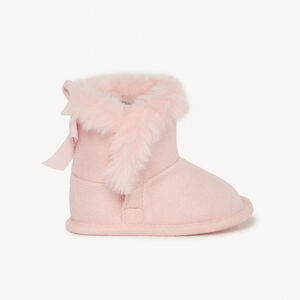 Bottines souples à fausse fourrure et nœud pour bébé fille 