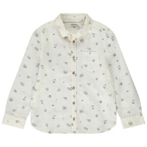 Lange mouwen popeline overhemd met fantasieprint voor jongens 