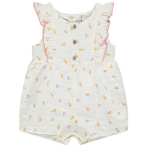 Korte jumpsuit van katoen gaas met fruit voor meisjes 