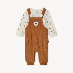 Tweedelige set met speelse tuinbroek voor babyjongen 