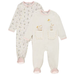 Lot de 2 dors-bien en velours print lapin/renard pour bébé fille 