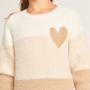 Robe en tricot effet colorblock pelucheux pour fille  