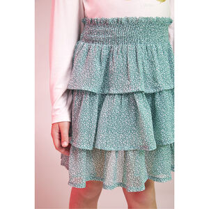 Korte rok van crepon met volants en print voor meisjes 