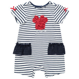 Korte jumpsuit met strepen en bloemenmotief van Minnie Disney 