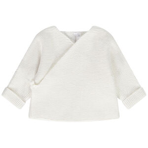 Gilet en tricot point mousse effet cache-coeur pour bébé fille 