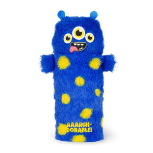 Trousse ronde en peluche Monster bleu 